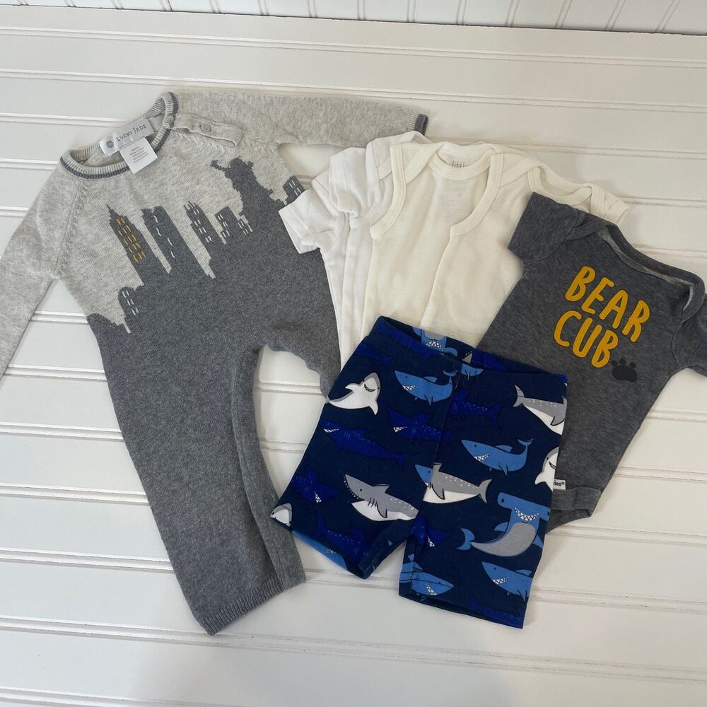 SET OF 7 Lucky Jade/Gerber/Carter’s Baby Romper Bodysuit Size 0-3 MONTHS